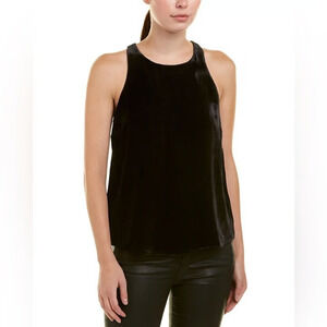 Joie Sleeveless Scoop Neck Racerback Velvet Tank Top Black Women's Size Small